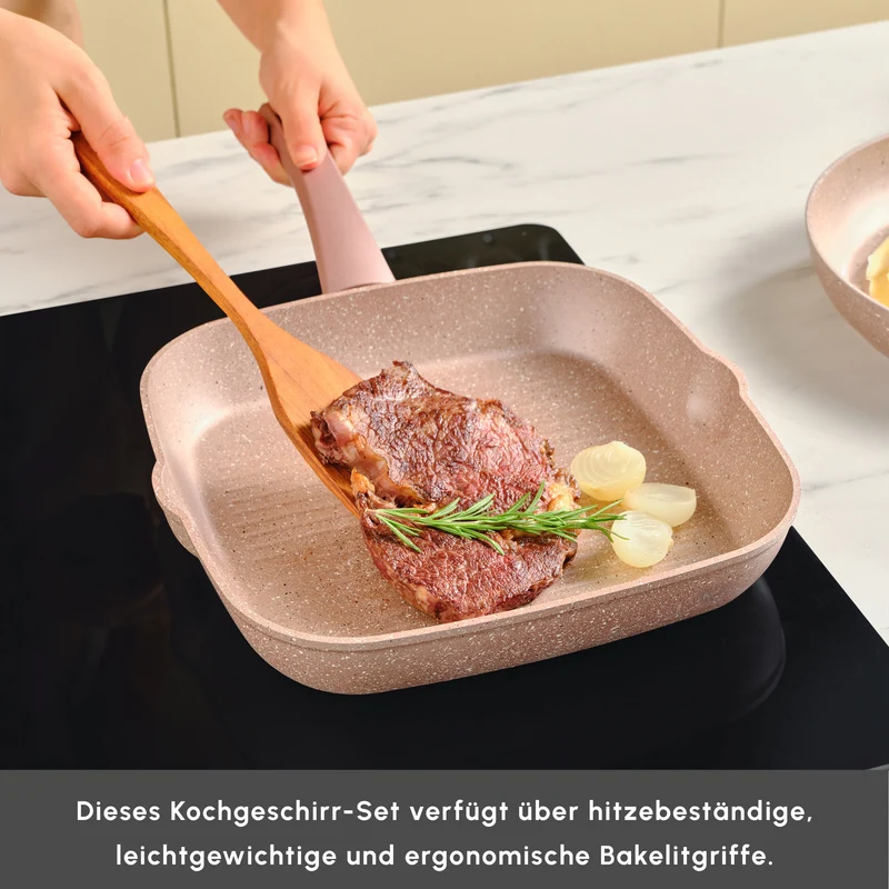Karaca Biogranite Induktion Pan Set 2 Teiliges Roségold