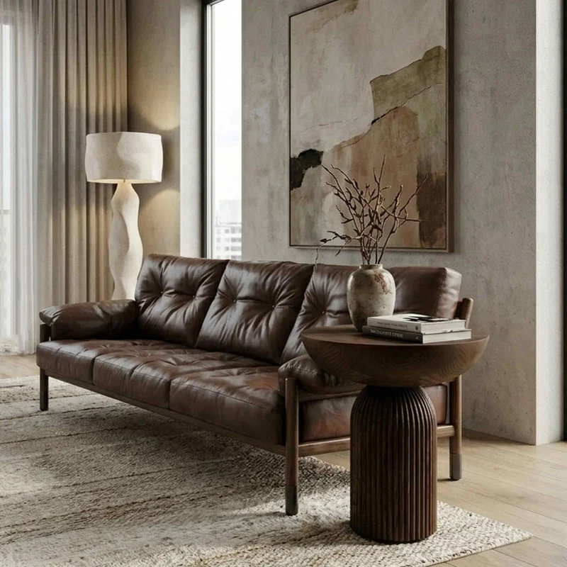 Leather Three-Seater Sofa SELLA by Carlo de Carli for Tacchini