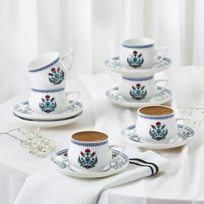 Karaca Çini Kaffeetassen-Set für 6 Personen 90 ml