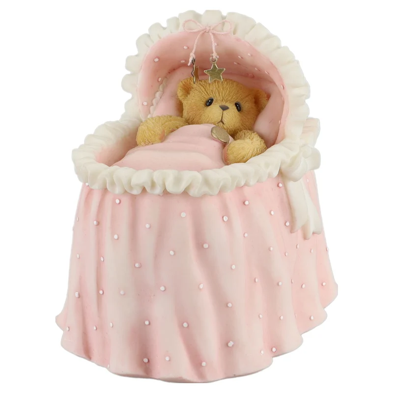 Teddy 745073E "It's A Girl" Baby Girl In Bassinet Figurine