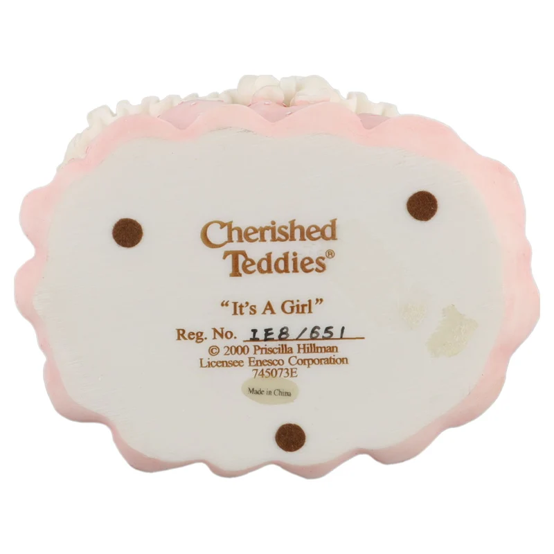 Teddy 745073E "It's A Girl" Baby Girl In Bassinet Figurine