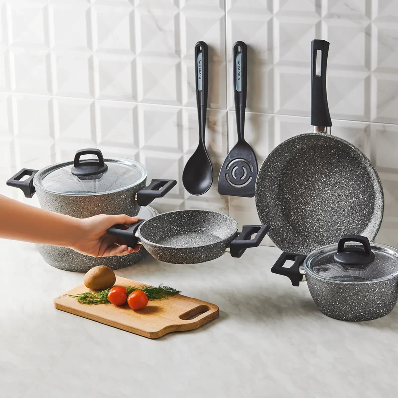 Karaca Biogranit Stella 10-teiliges Kochtopfset mit Service-Set