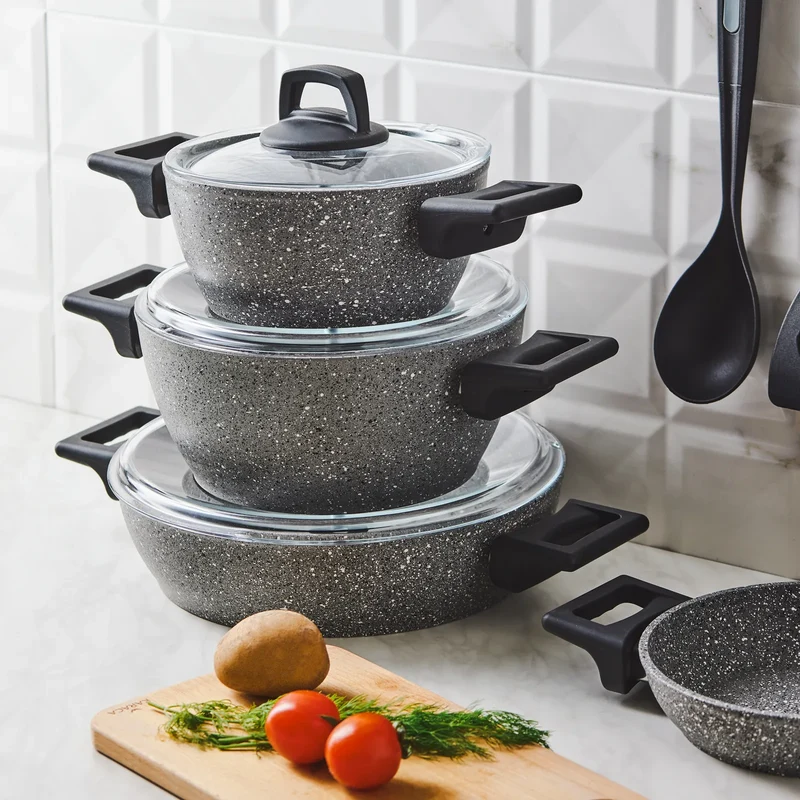 Karaca Biogranit Stella 10-teiliges Kochtopfset mit Service-Set