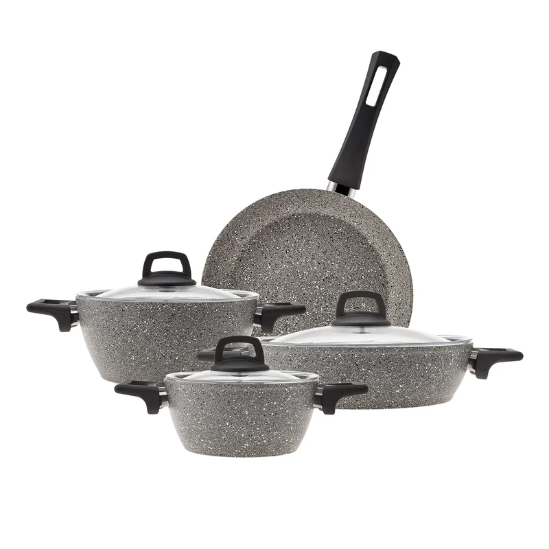 Karaca Biogranit Stella Gray 11-teiliges Kochtopfset mit Messerset Geschenk