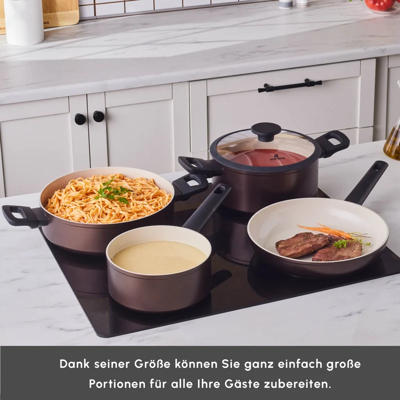 Karaca Ceramica Iconic Bronze, 7-teiliges Kochgeschirr-Set, Induktion, Bronze