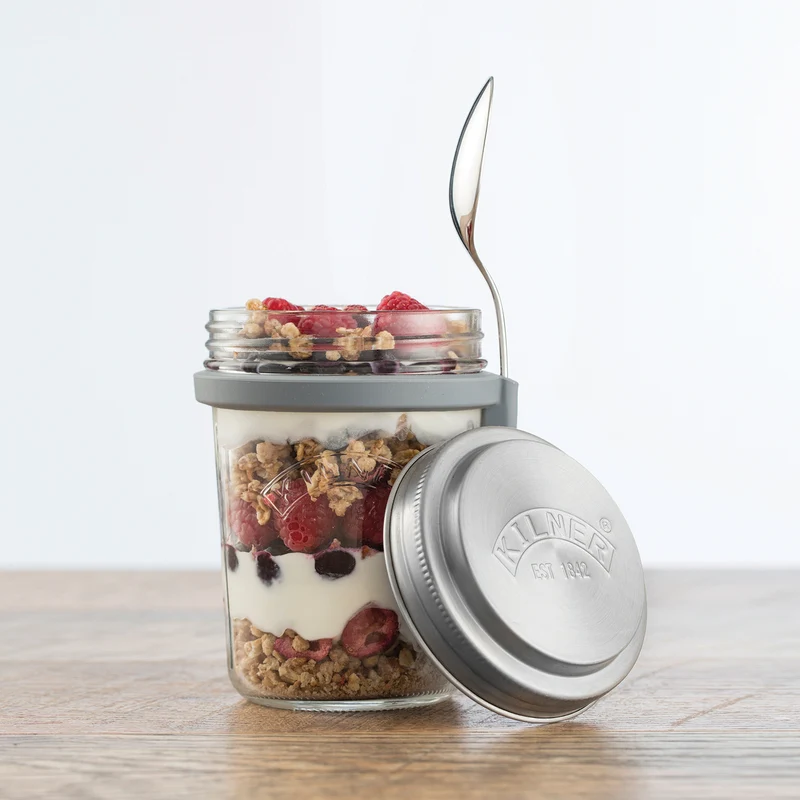 Frühstücksglas mit Löffel, 350 ml