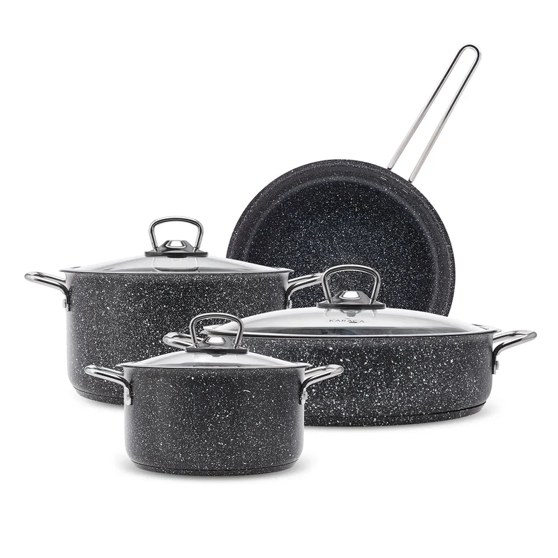 Karaca Biogranit Steel Plus 7-teiliges Kochtopfset Schwarz