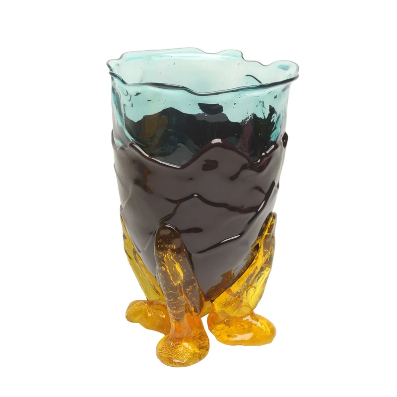 Resin Vase CLEAR EXTRACOLOUR Clear Aqua, Matt Aubergine and Clear Yellow by Gaetano Pesce for Fish Design