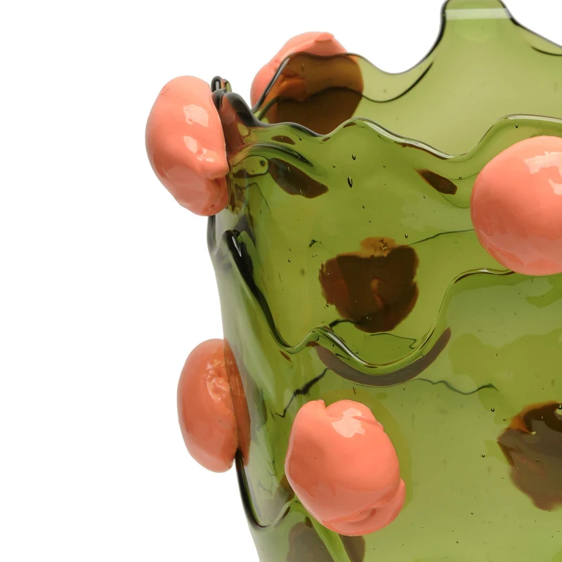 Resin Vase NUGGET Clear Bottle Green and Matt Dark Salmon by Gaetano Pesce for Fish Design
