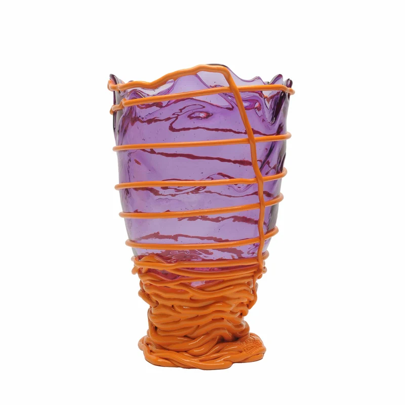Resin Vase POMPITU Clear Lilac and Matt Pumpkin II by Gaetano Pesce for Fish Design