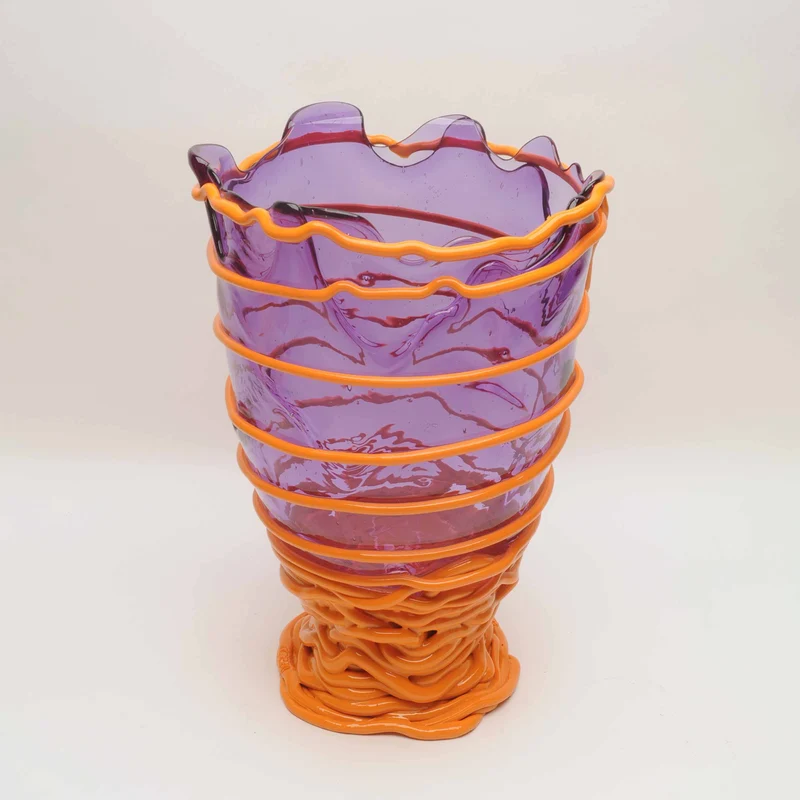 Resin Vase POMPITU Clear Lilac and Matt Pumpkin II by Gaetano Pesce for Fish Design