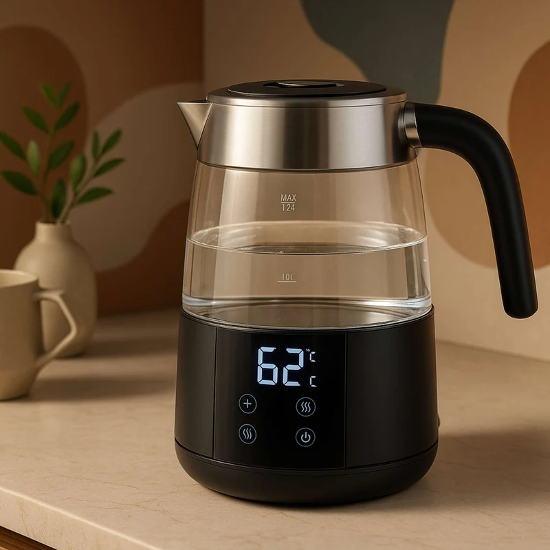 Wasserkocher Borosilikatglas mit variabler Temperatur 1,7 L