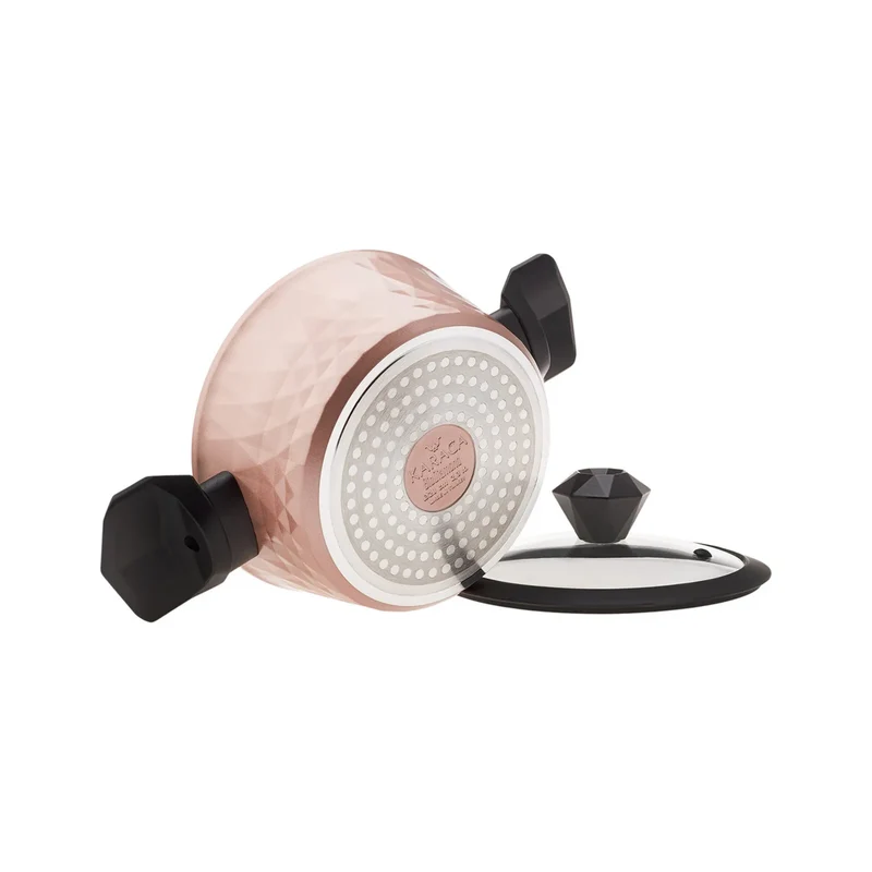 Karaca Bio Diamond 7-teiliges Induktions Kochgeschirr-Set Rose Gold Antibakterieller Griff
