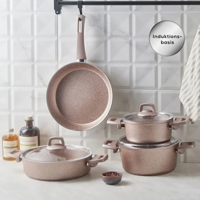 Karaca Biogranit Antik Rose Induktion Kochtopfset, 7-teiliges