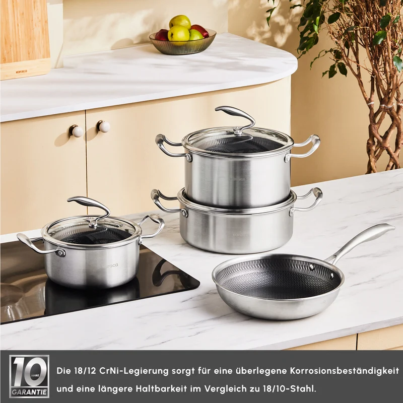 Karaca 5Ply PowerSteel 316+ Kochtopf Set, 7 Teilig