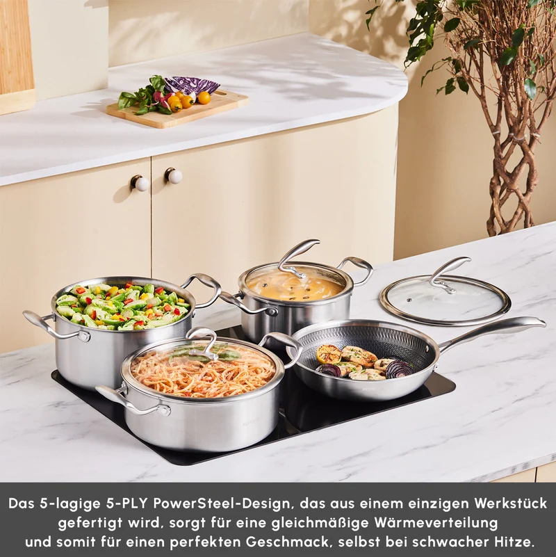 Karaca 5Ply PowerSteel 316+ Kochtopf Set, 7 Teilig