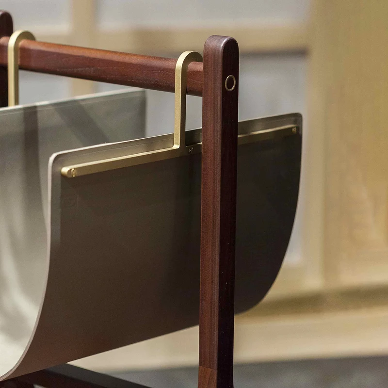 Leather Magazine Rack REN by Neri&Hu for Poltrona Frau