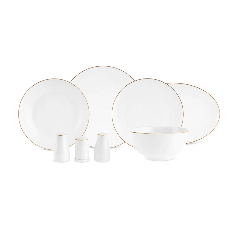 Karaca Elegance Bone Esbelto 53-teiliges Tafelservice für 12 Personen – Gold