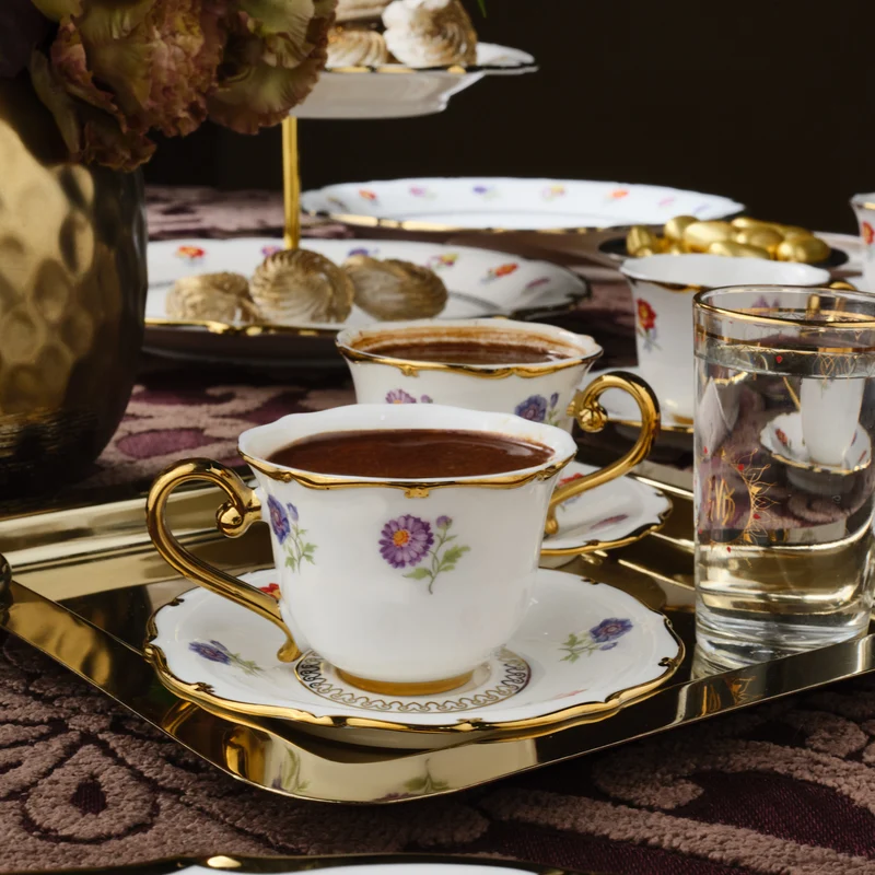 Karaca Royal Bone Diana Kaffeetassenset für 6 Personen, 90 ml