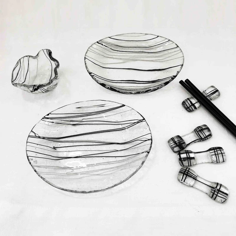 Murano Glass Round Sushi Set TOKIO by D.i. Più Andretto Design