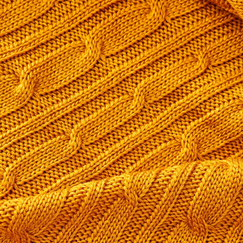 Karaca Home Ochre Cable Knit Throw Öko-Tex Zertifiziert