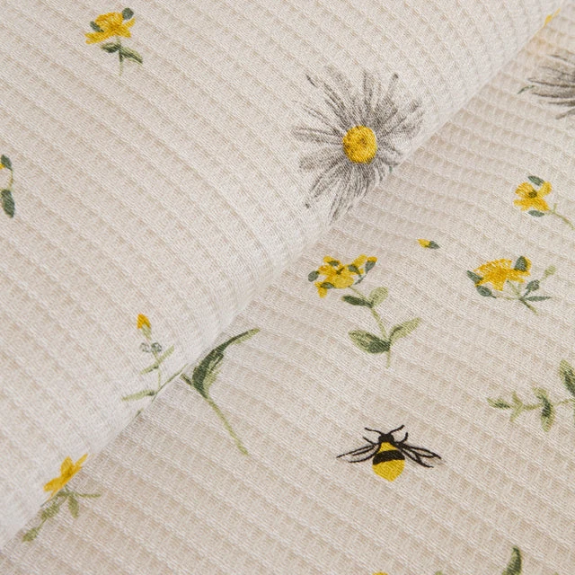 Karaca Emma Piquédecke aus 100 % Baumwolle, 200 × 220 cm, Gelb