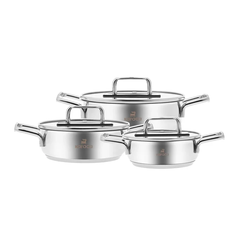 Karaca Arya Stahl Kochtopf Set, 6-Teilig