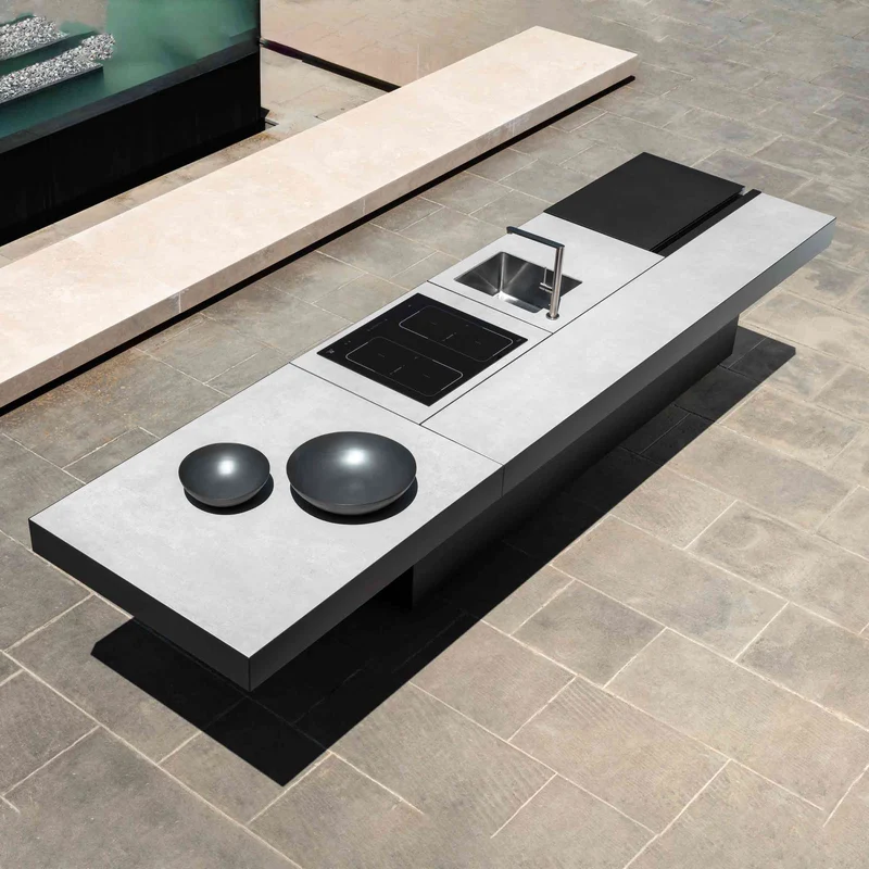 Outdoor Kitchen with Island TIKAL 3 Modules by Nicola De Pellegrini for Talenti