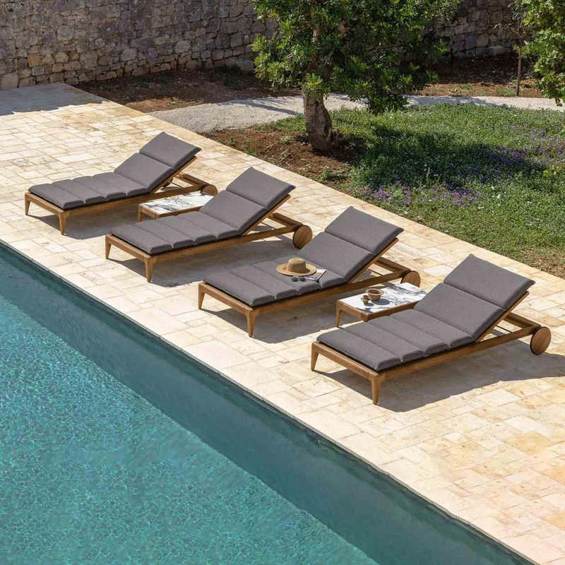 Upholstered Sunbed CRUISE Teak by Ludovica + Roberto Palomba for Talenti