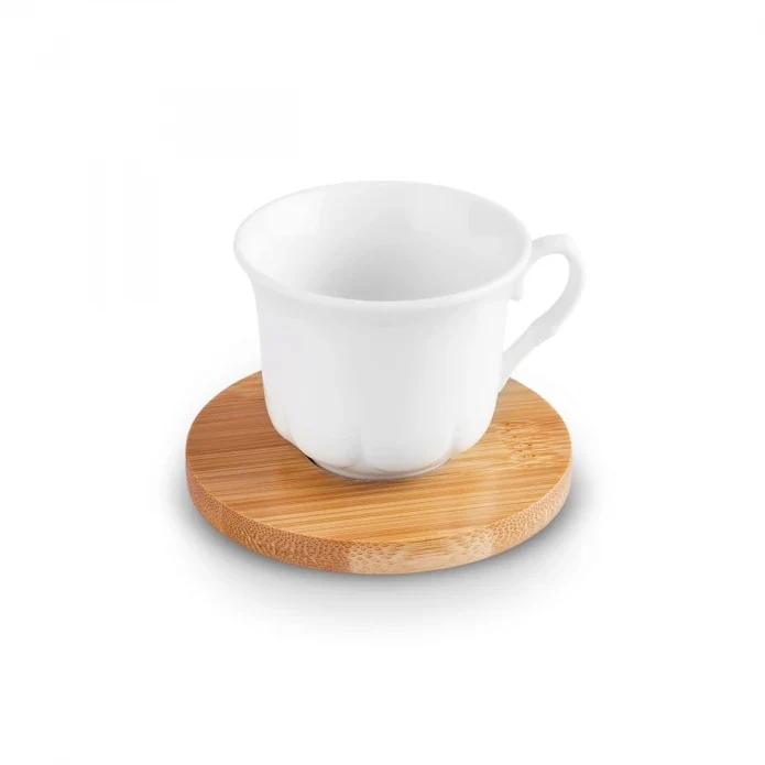 Karaca Bambus-Tablett 6-Personen-Kaffeetassen-Set, 90 ml