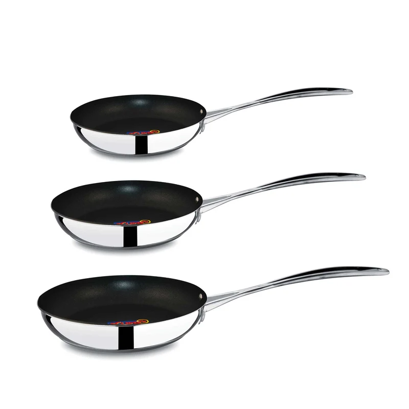 Stainless Steel Pan FRYING PAN GLAMOUR STONE Set of Three by Mepra