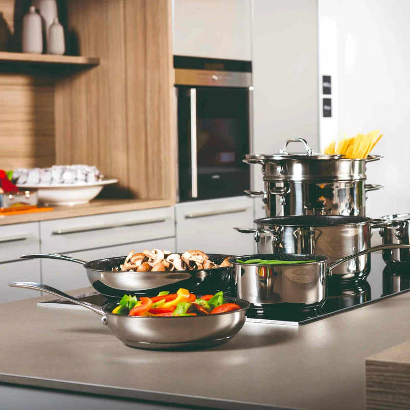 Stainless Steel Pan FRYING PAN GLAMOUR STONE Set of Three by Mepra