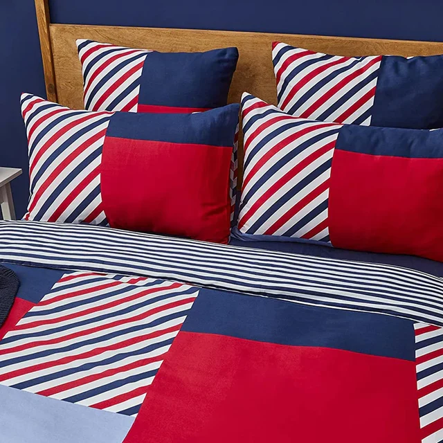 Nautica Home Morris Bettbezug-Set aus 100 % Baumwolle, 155 × 220 cm, Navy Blue Multi