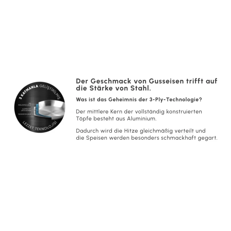 Karaca 3 Ply Culinara 8 Teilig Kochgeschirr Set