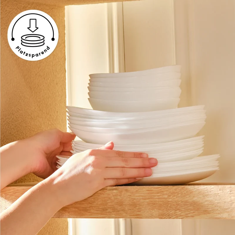 Karaca White Pure Opal Glas Tafelservice 24-teilig für 6 Personen