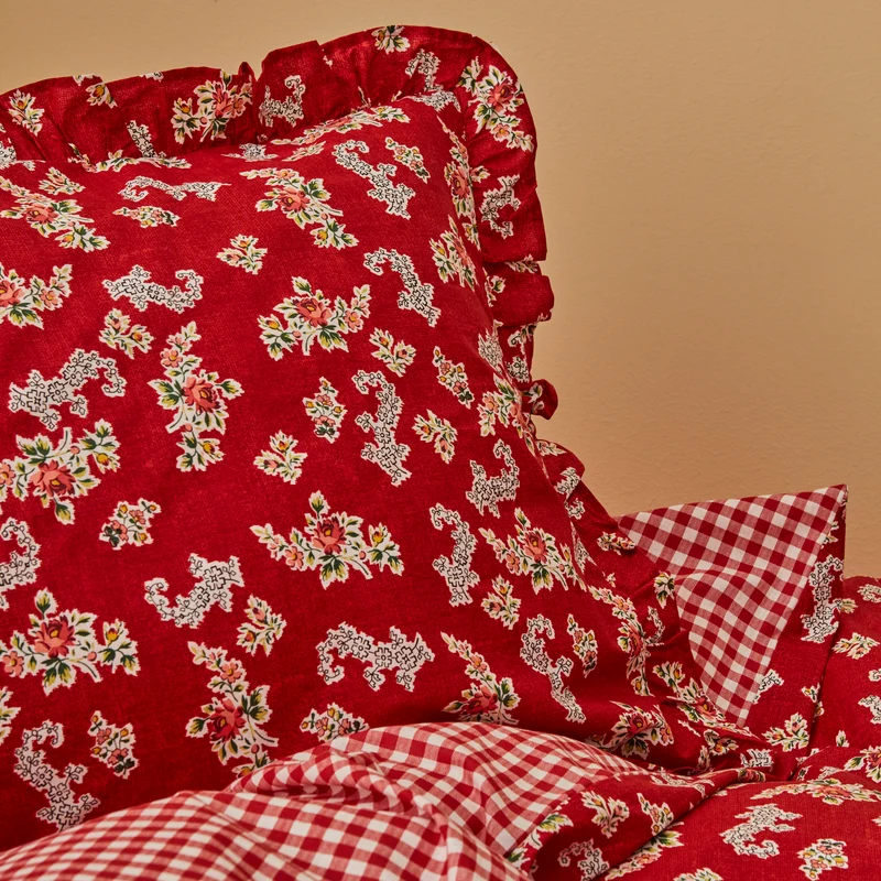 Karaca Home Carlo Doppel Bettwäscheset 100% Baumwolle Rot 200x220 Cm