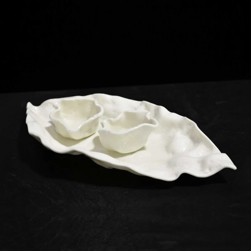 Murano Glass Centerpiece LEAF STROPICCIATO by D.i. Più Andretto Design