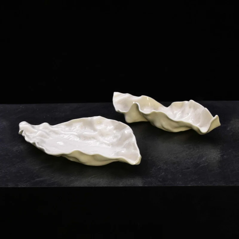 Murano Glass Centerpiece LEAF STROPICCIATO by D.i. Più Andretto Design