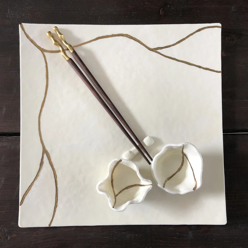 Murano Glass Square Tray KINTSUGI by D.i. Più Andretto Design