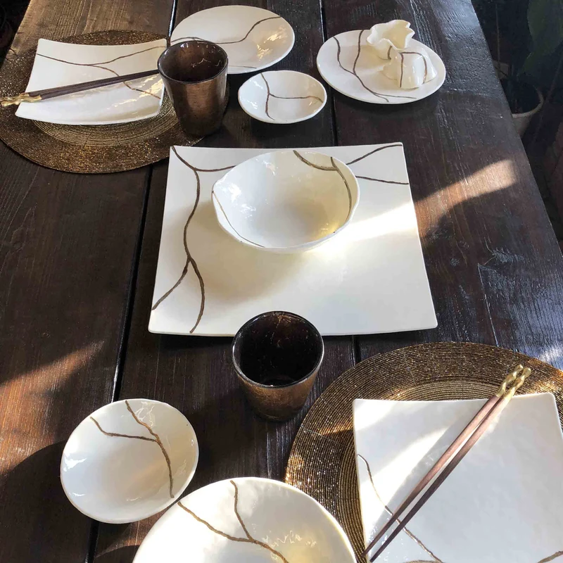 Murano Glass Square Tray KINTSUGI by D.i. Più Andretto Design