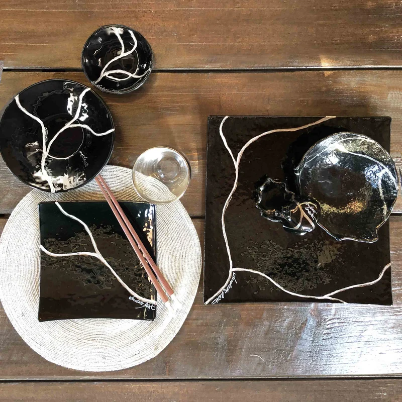 Murano Glass Square Tray KINTSUGI by D.i. Più Andretto Design
