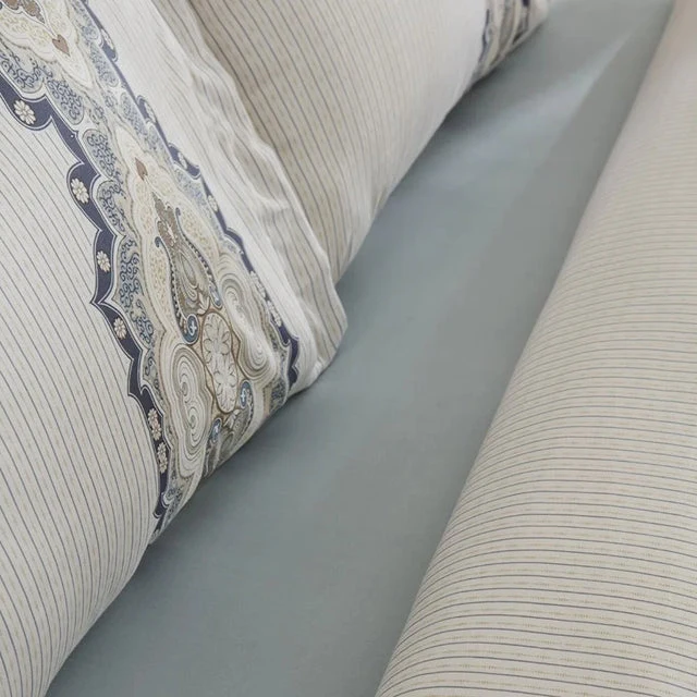 Karaca Lemy Doppel Bettwäscheset 100% Baumwoll-Satin Blau 200x220 Cm