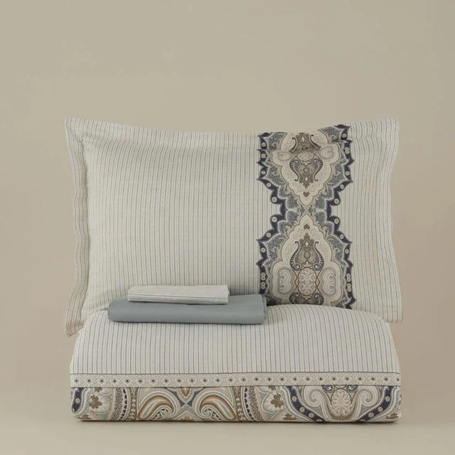 Karaca Lemy Doppel Bettwäscheset 100% Baumwoll-Satin Blau 200x220 Cm