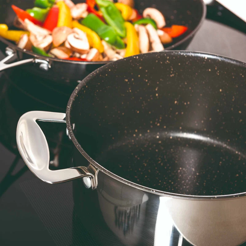 Stainless Steel Pan CASSEROLE GLAMOUR STONE Set of Three by Mepra