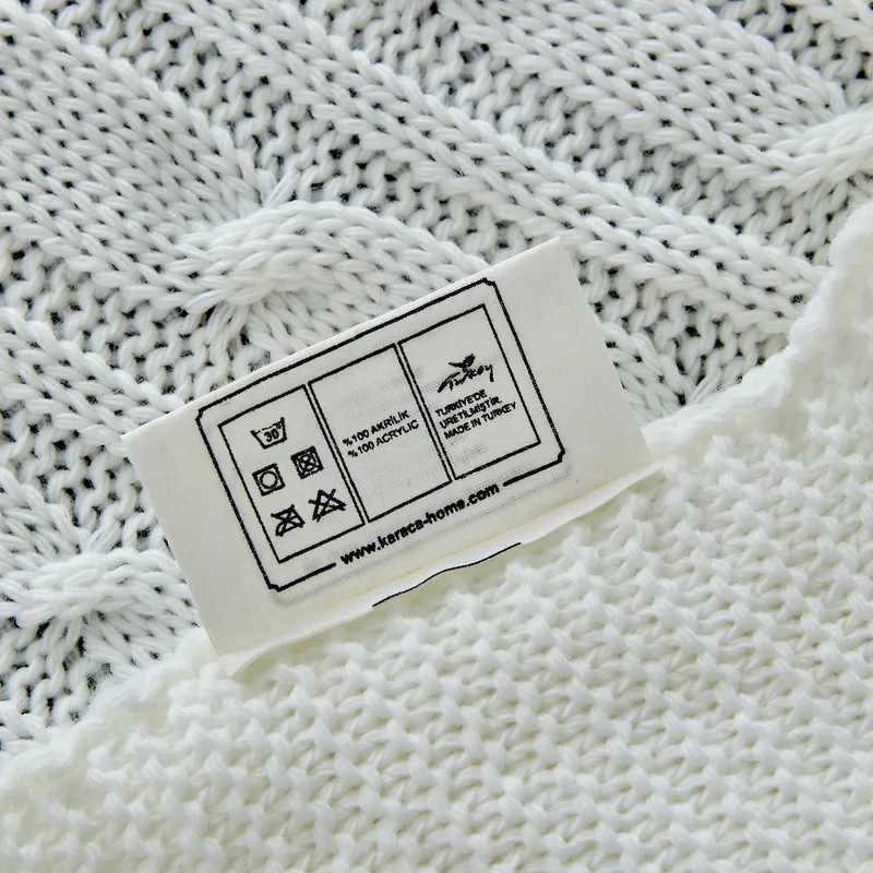Karaca Home Cable Knit Plaid, 130 × 170 cm, Bone