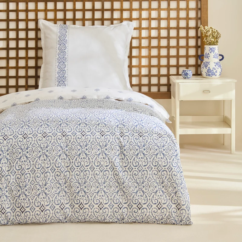 Karaca Marino Renforcé Bettwäsche-Set, Einzelbett, Blau