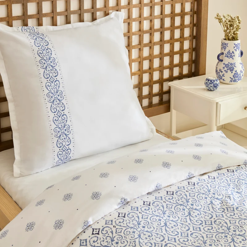 Karaca Marino Renforcé Bettwäsche-Set, Einzelbett, Blau