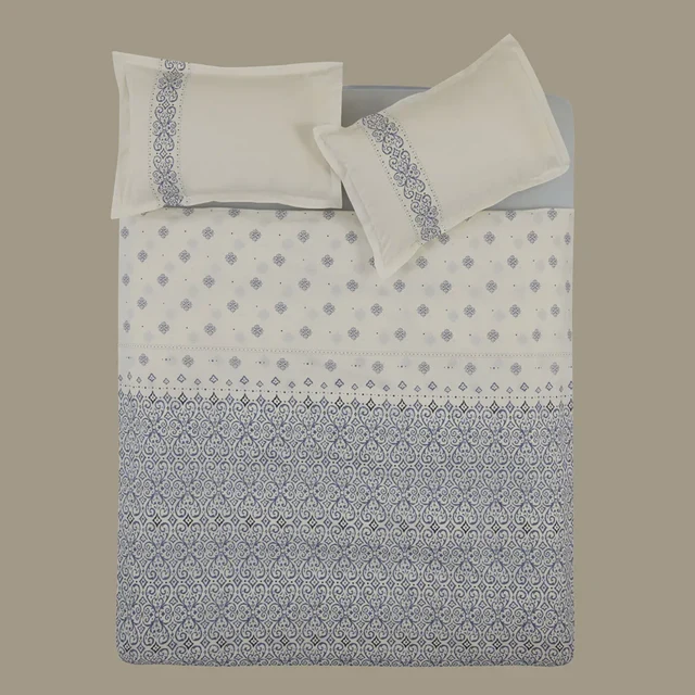 Karaca Marino Bettwäsche-Set aus 100 % türkischer Baumwolle, Doppelbett, Blau