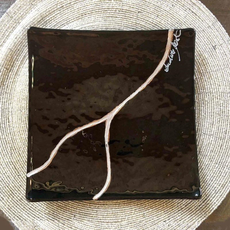 Murano Glass Square Sushi Set KINTSUGI by D.i. Più Andretto Design