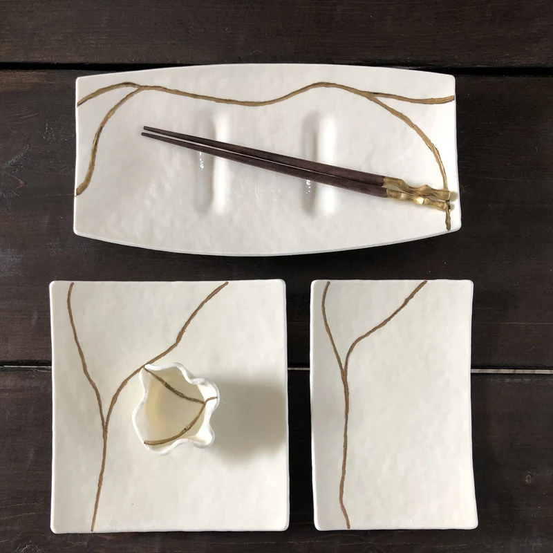 Murano Glass Square Sushi Set KINTSUGI by D.i. Più Andretto Design
